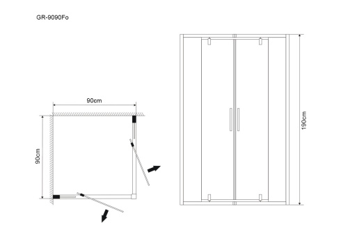 Душевой уголок Grossman Forta GR-9090Fo 90х90 стекло прозрачное профиль хром без поддона - фото 3